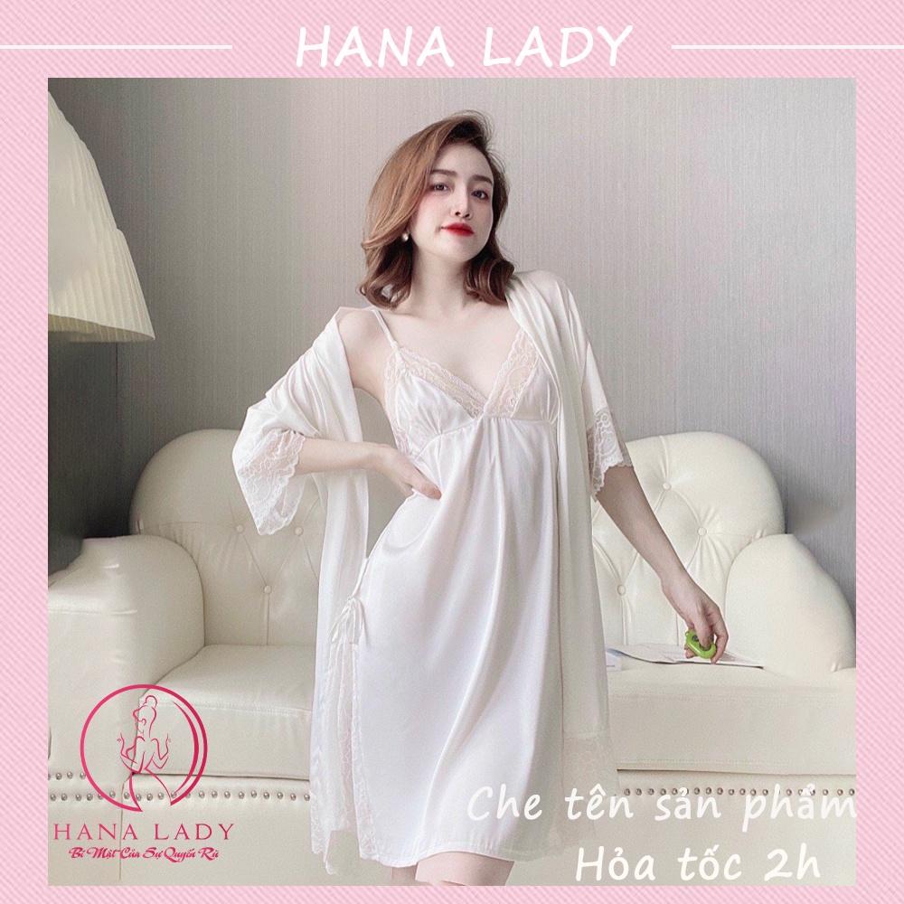 Váy ngủ lụa xẻ tà kèm choàng sáng chảnh VN496