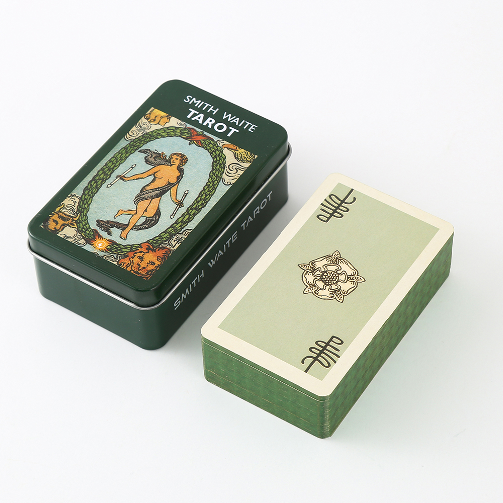 [Mạ Cạnh] Bộ Bài Tarot Waite Smith Hộp Thiếc 78 Lá 98x58 Mm Tặng Đá Thanh Tẩy