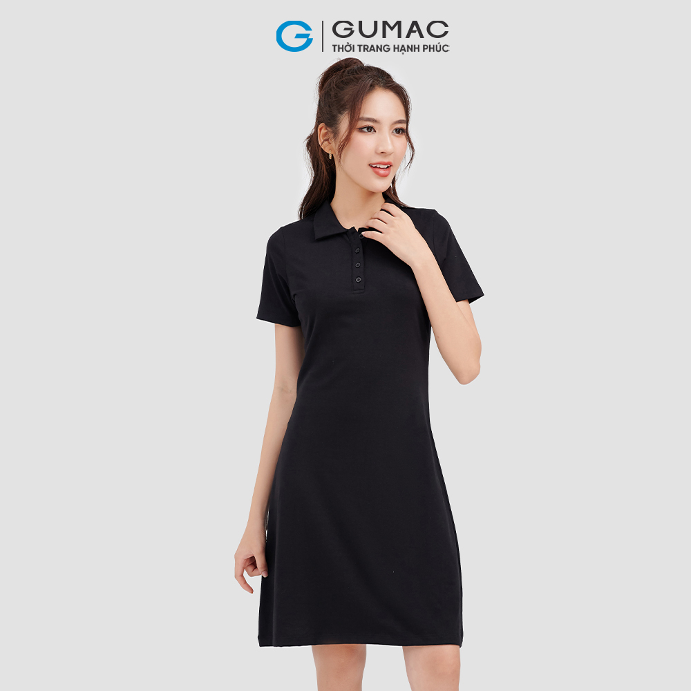 Đầm thun GUMAC DC09027 đầm form A cổ trụ