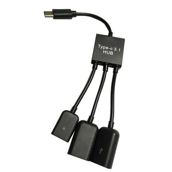 2-3pack 3 in 1 USB C Type C OTG Host Cable Hub Cord Adapter Splitter Connector