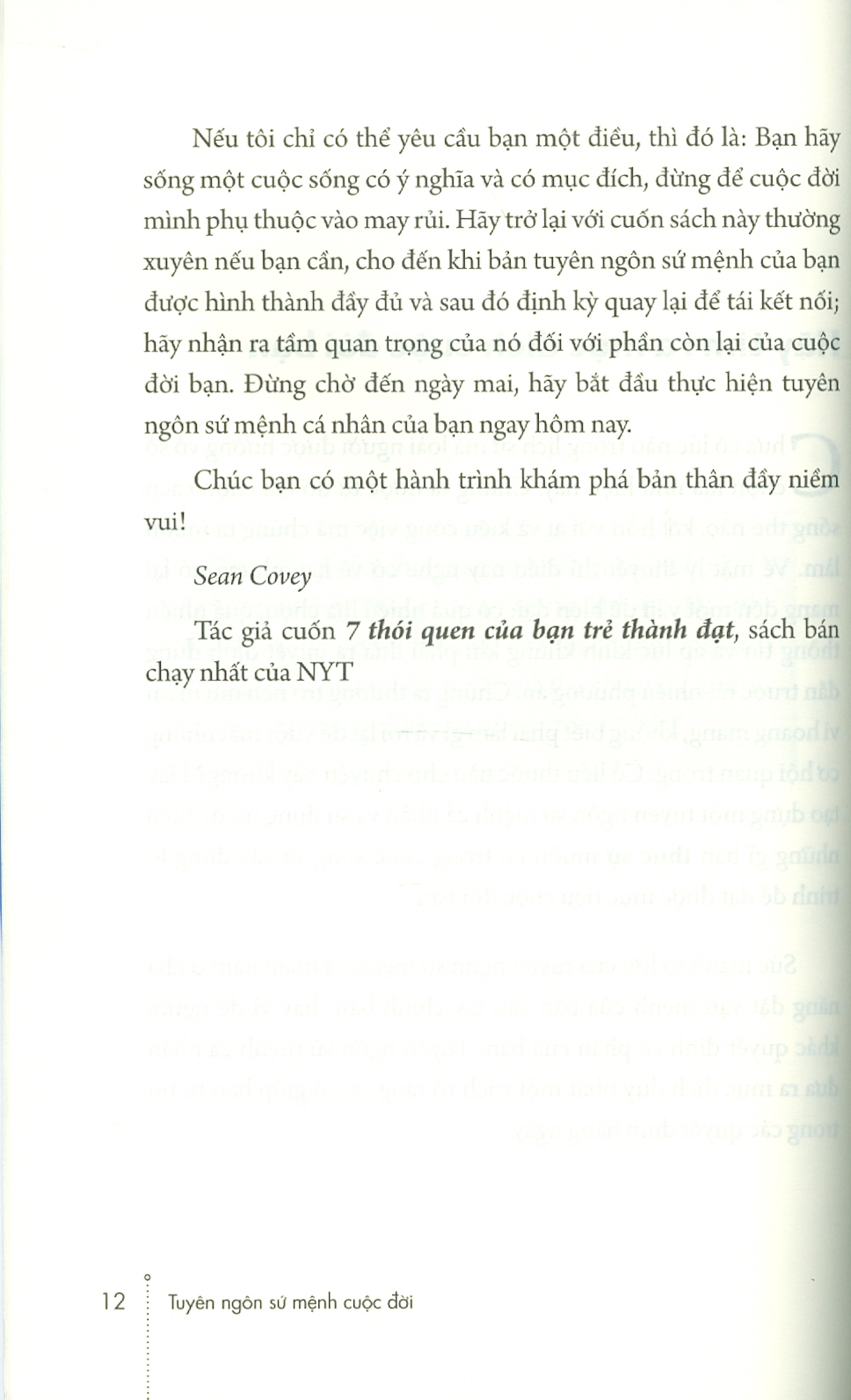 Tuyên Ngôn Sứ Mệnh Cuộc Đời - Hành Trình Tìm Mục Đích, Chọn Mục Tiêu Và Đạt Ước Mơ - Stephen R. Covey; Trần Anh Khôi dịch