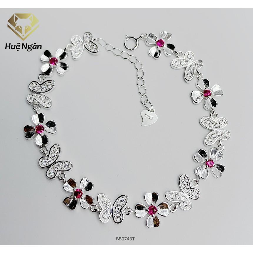 Lắc tay bạc 925 Huệ Ngân - Cỏ bốn lá và bướm xinh BB0743 T