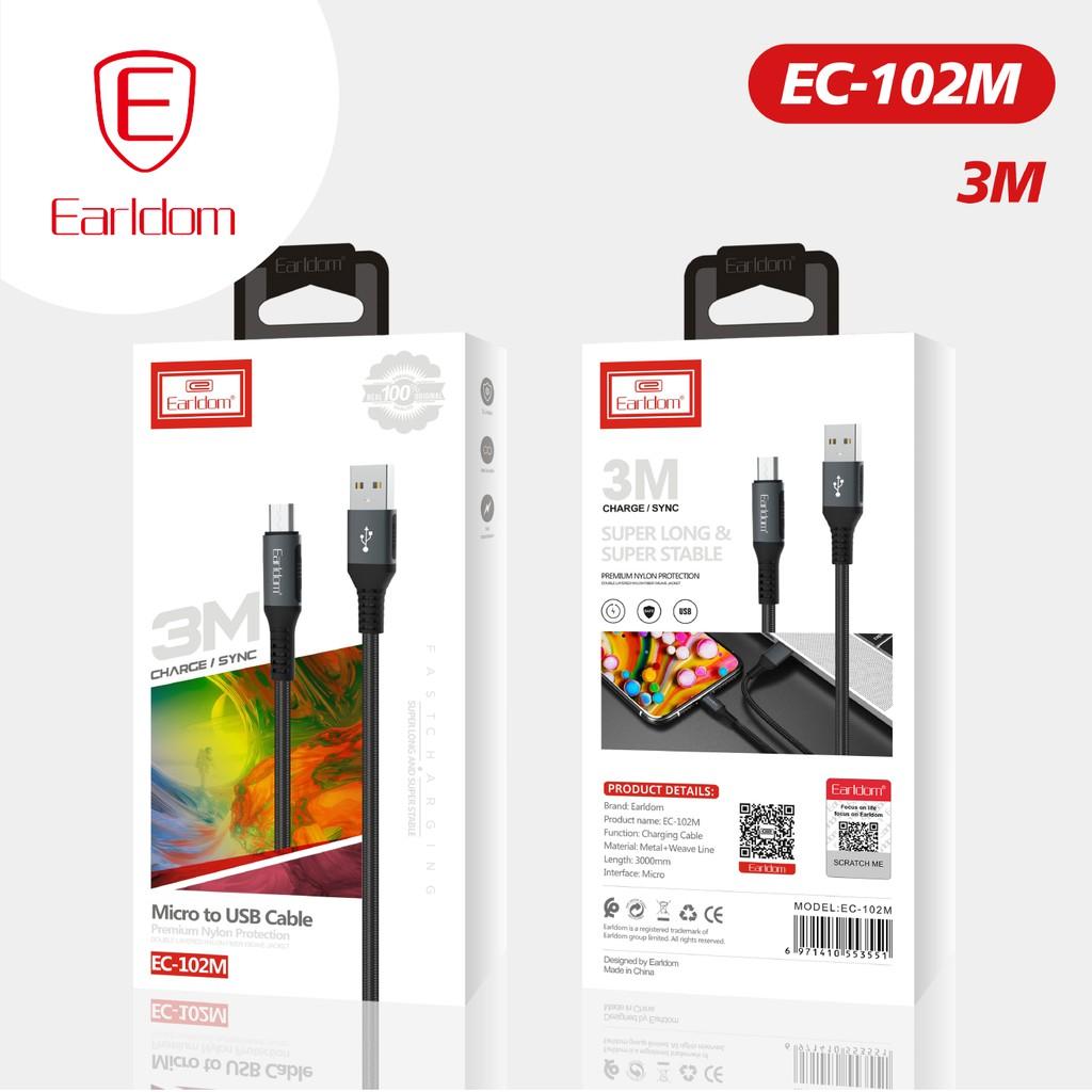 Cáp sạc bọc dù Earldom EC – 102 hỗ trợ sạc nhanh 2.5A - Hàng chính hãng