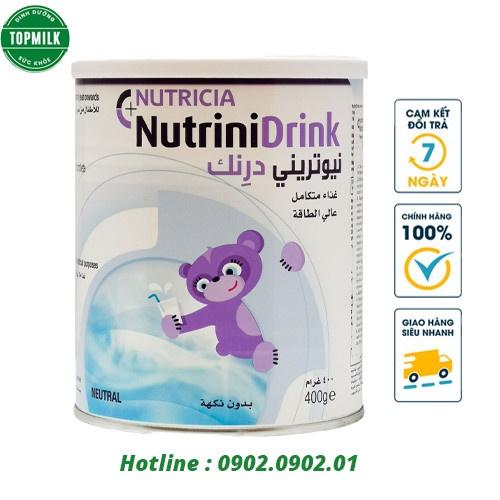 Sữa bột Nutricia Nutrinidrink Hộp 400gr, sữa cao năng lượng bổ sung dinh dưỡng cho trẻ biếng ăn, kén ăn, suy dinh dưỡng