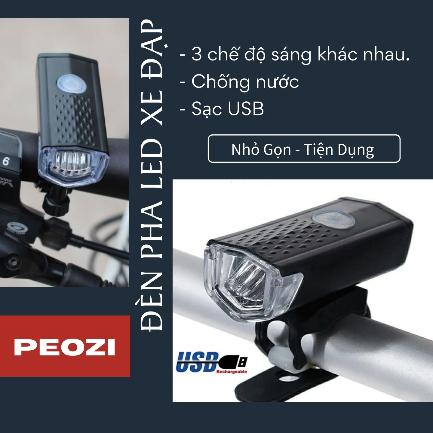 Đèn Pha Led Xe Đạp Thể Thao San01 Siêu Sáng Gắn Ghi Đông Siêu Sáng Có Sạc Điện