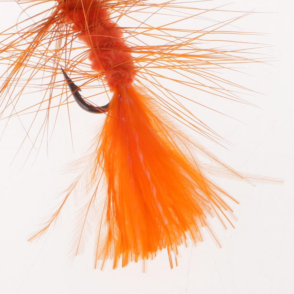 10pcs 1.6''Orange Wooly Bugger Flies Bead Head Nymph Flies Insects Wet Flies