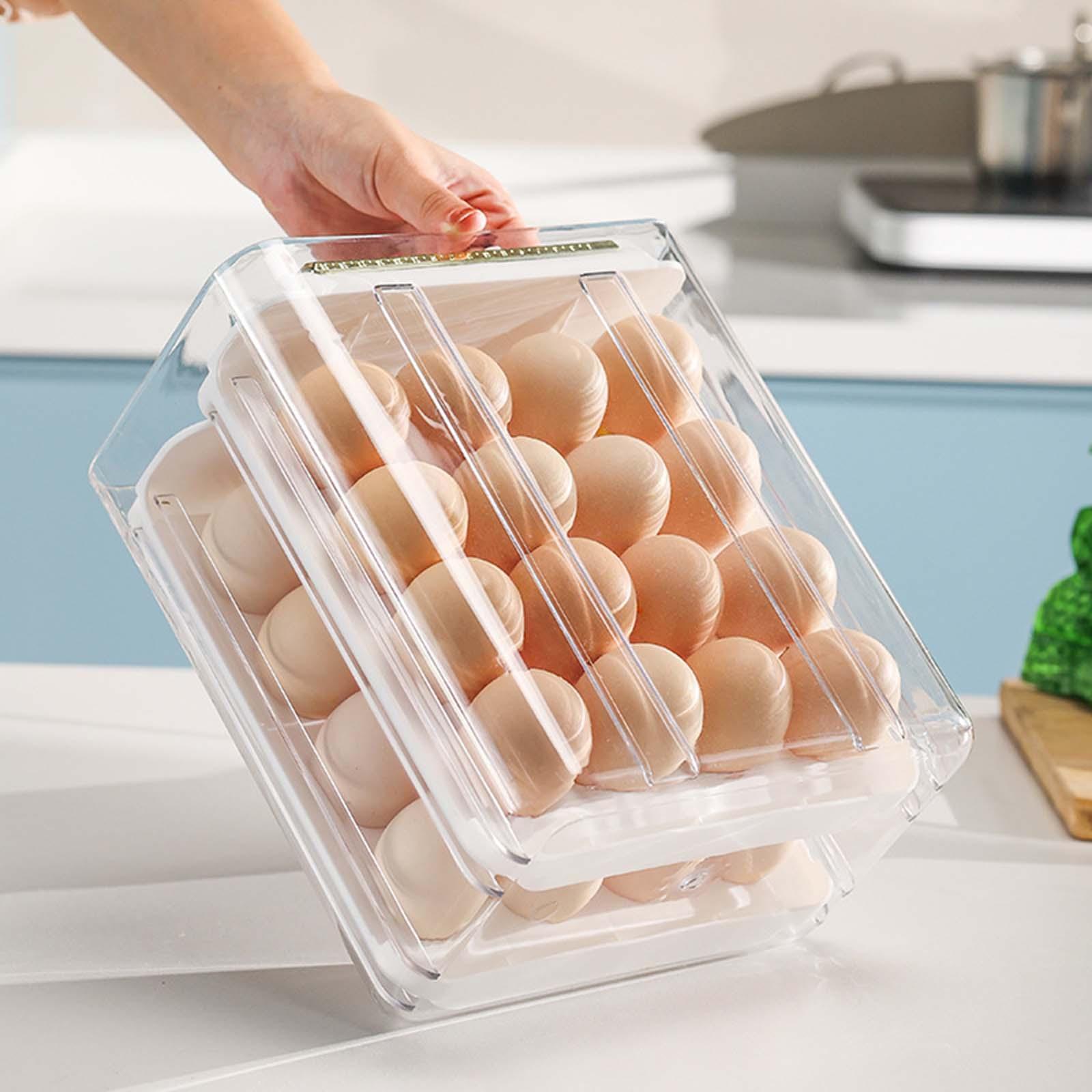 Egg Container Fridge Egg Tray Egg Storage Box Sturdy Space Saving for Pantry