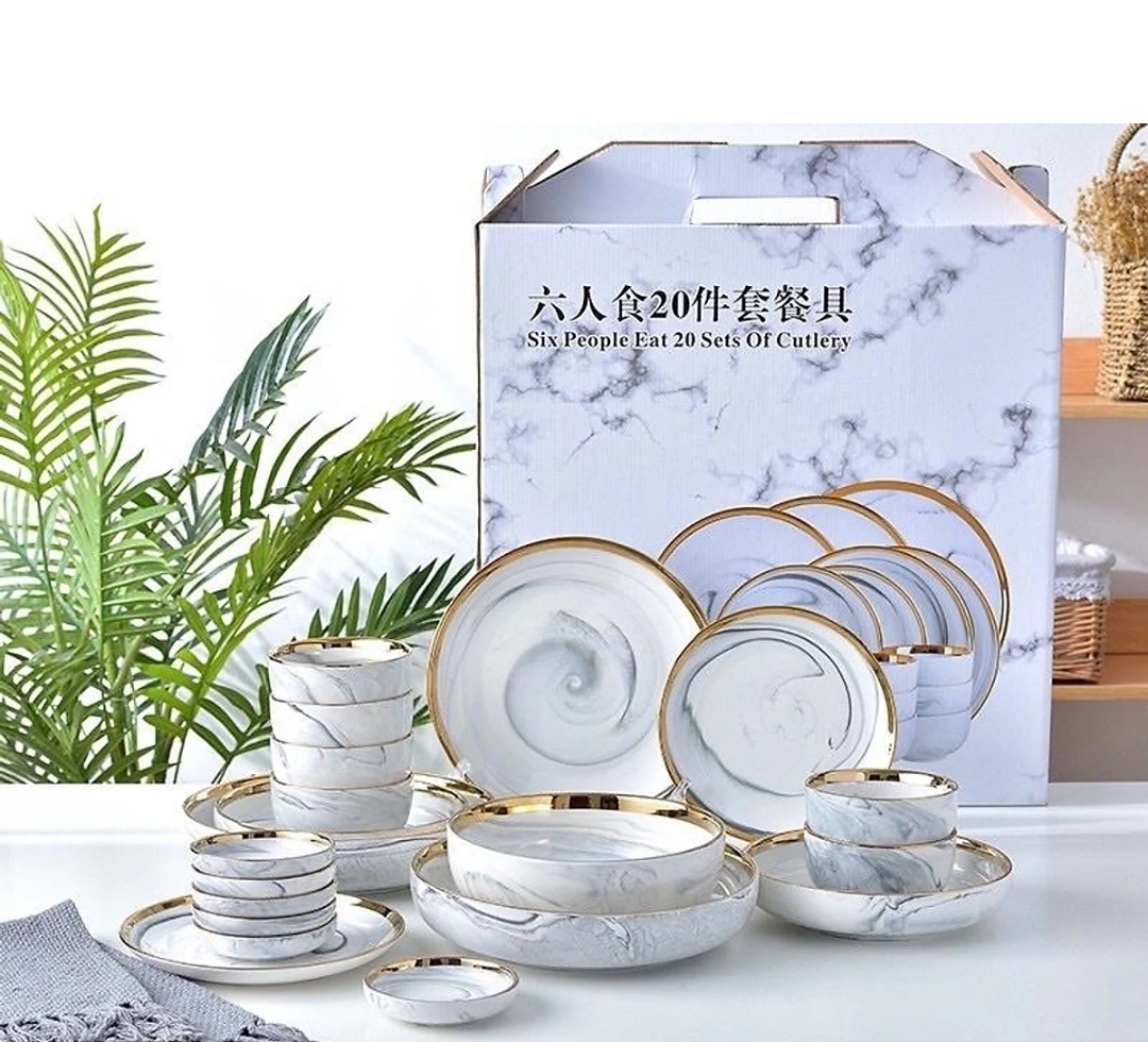 BỘ BÁT ĐĨA PHONG CÁCH BẮC ÂU BỘ 26 MÓN MẠ VÀNG CAO CẤP