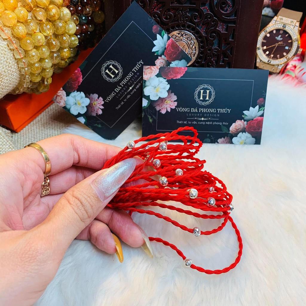 VÒNG TAY CHỈ ĐỎ GẮN BI BẠC MAY MẮN