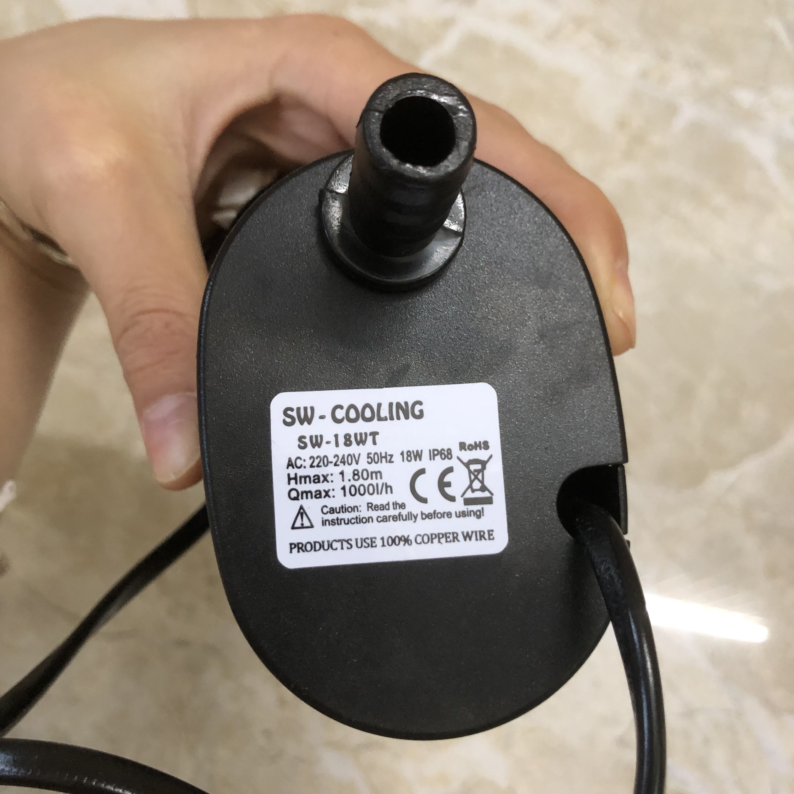 Bơm chìm mini 220V Model DYH-18w loại hút ngang cho bể cá, quạt hơi nước