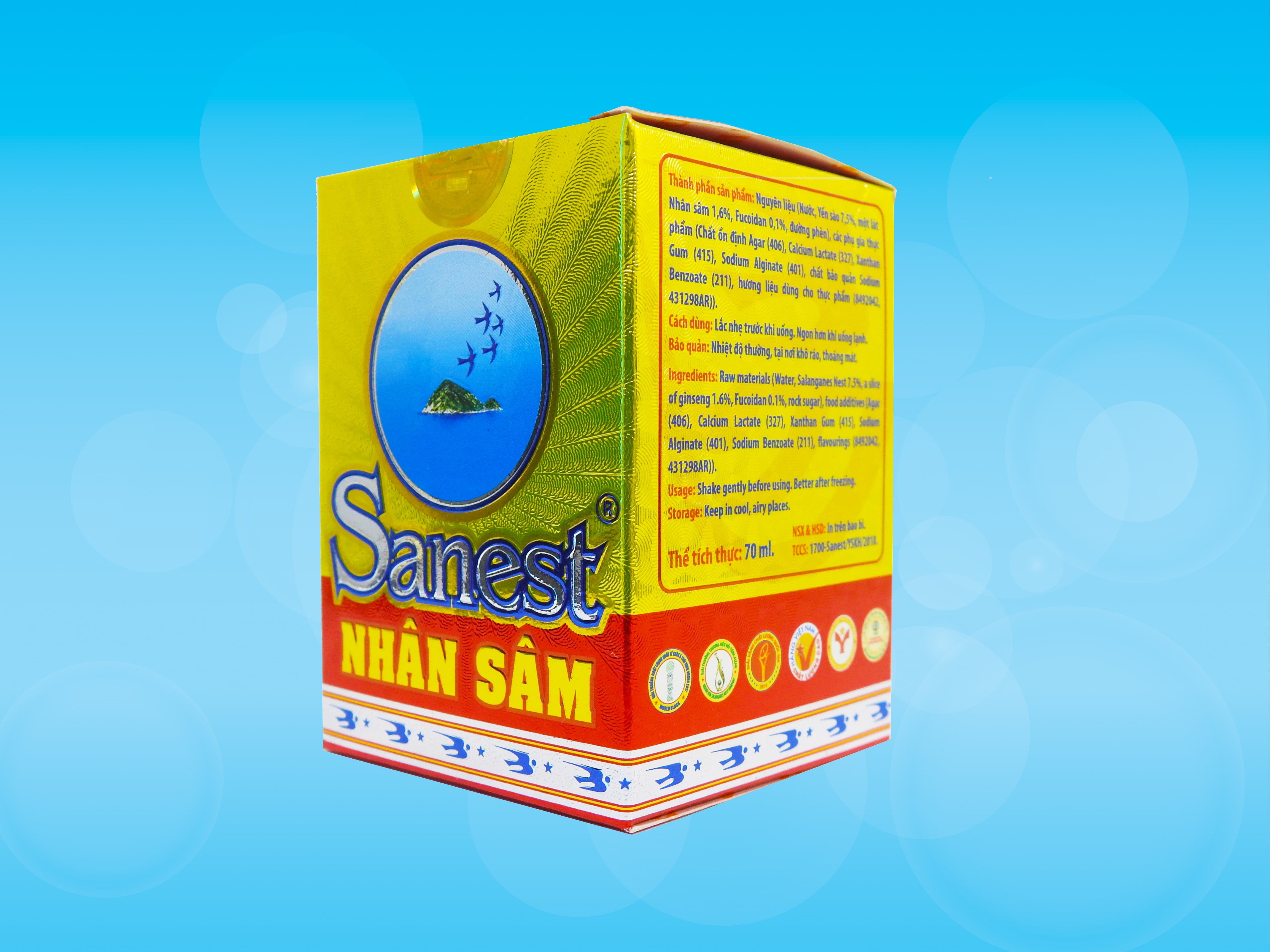 Nước Yến sào Khánh Hòa Sanest Fucoidan Nhân sâm đóng lọ 70ml - 700
