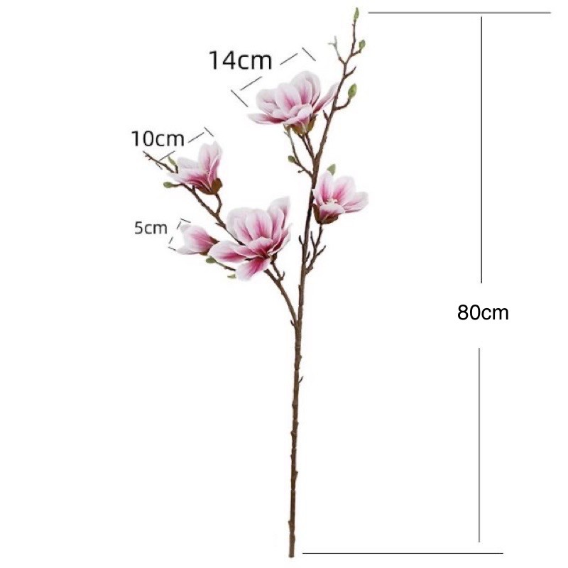 Cành hoa mộc lan cao su 5 bông dài 80cm - HÀNG CAO CẤP