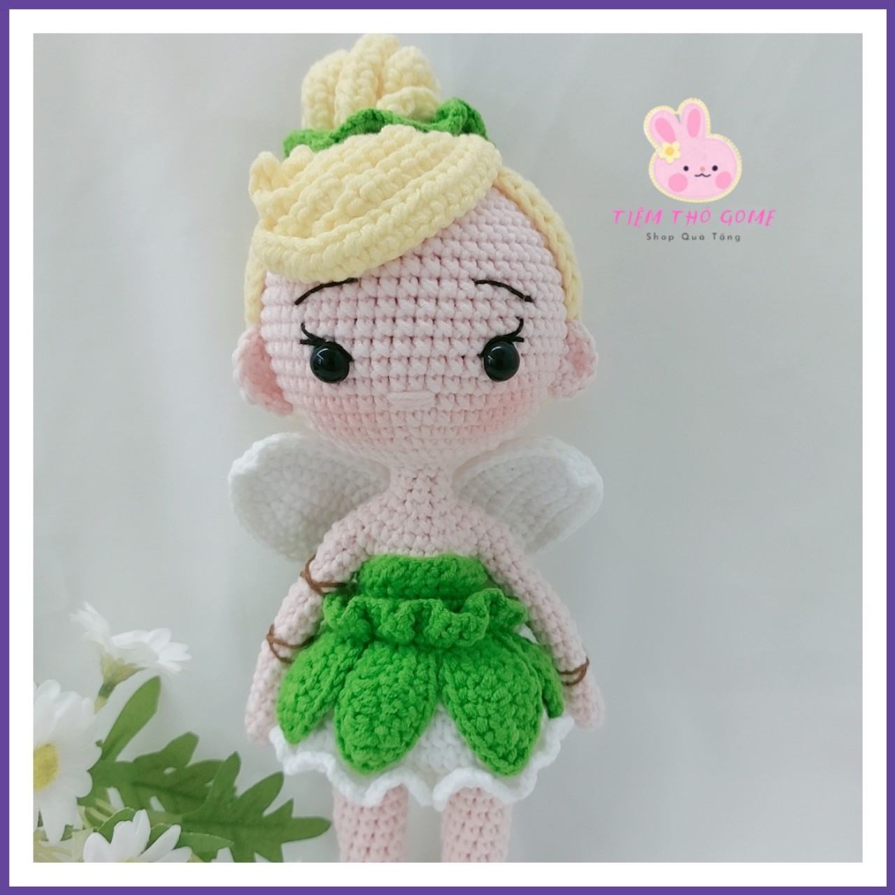 Búp bê nhồi bông, búp bê len móc handmade, Nàng tiên Tinker Bell , quà tặng cho bé