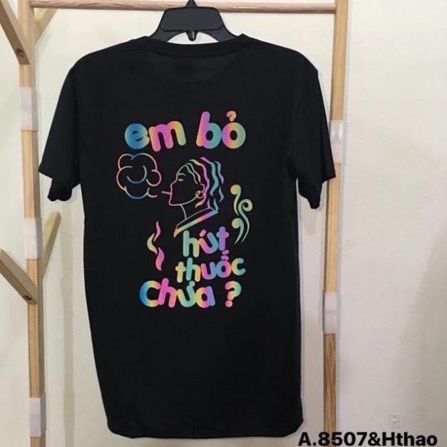 Áo Thun Phản Quang Em Bỏ Thuốc Lá Chưa Cotton, Form Rộng Unisex Nam Nữ Đẹp