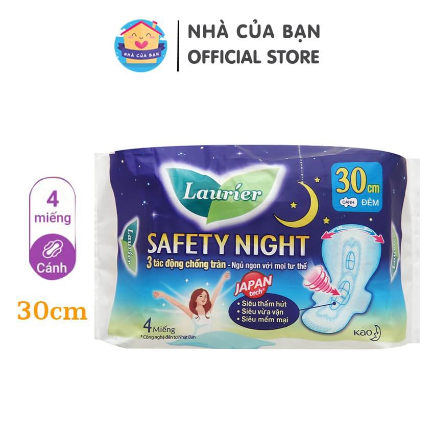 Băng vệ sinh ban đêm Laurier Safety Night siêu an toàn 30cm, siêu thấm hút, chống tràn, ngủ ngon mọi tư thế