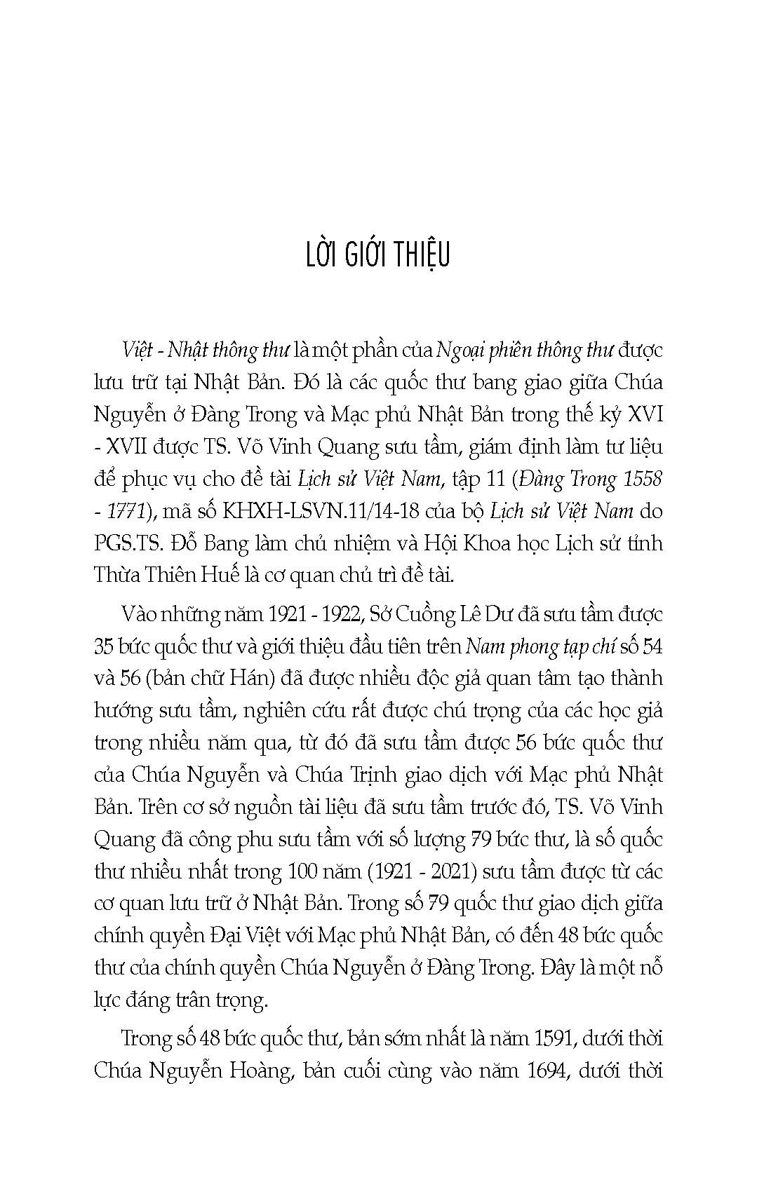 VIỆT - NHẬT THÔNG THƯ (Các Bức Quốc Thư Bang Giao Giữa Chính Quyền Đàng Trong Với Nhật Bản Thế Kỷ XVI-XVII)