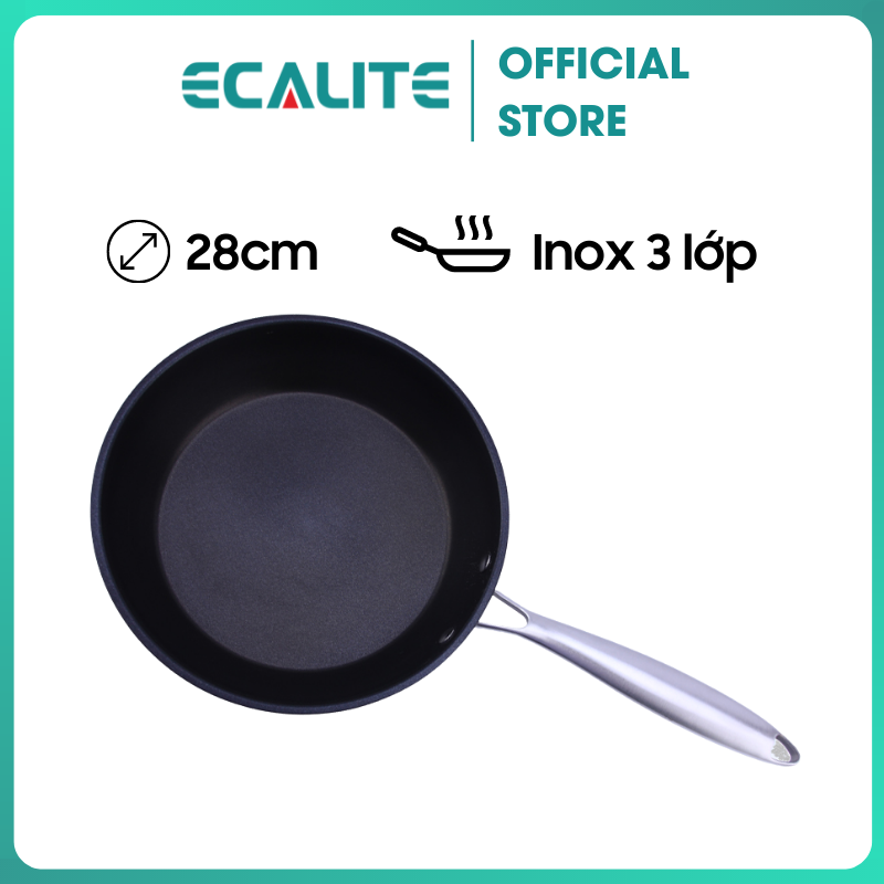 Chảo Chống Dính Inox Ecalite EP-28EHN (28cm) - Đáy 3 Lớp - Dùng Cho Mọi Loại Bếp - Hàng Chính Hãng