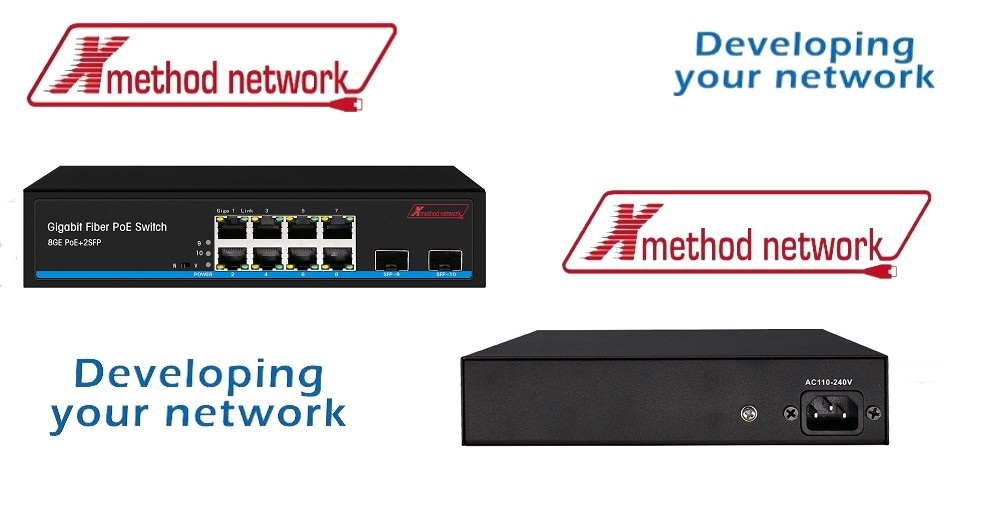 Bộ chuyển mạch 10 Port Managed Web Smart Gigabit Switch, 8 Port PoE, 2 SFP, 150W power supply - Xmethod Network - Hàng chính hãng 