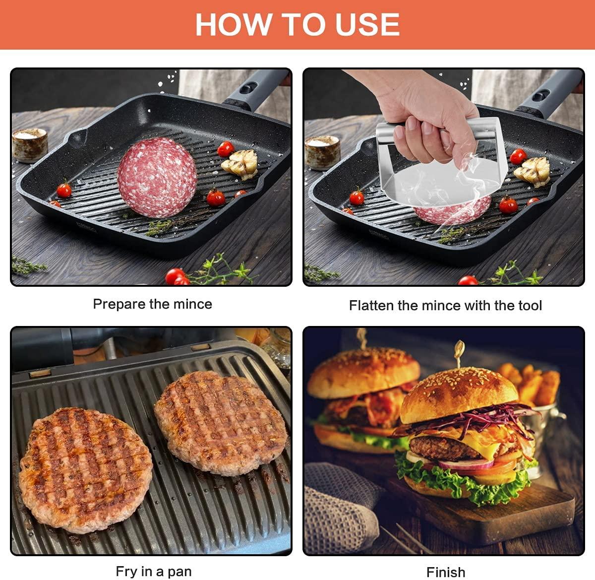 Bánh hamburger nhanh, thịt cứng su su su su 5.51-inch thép không phải que hamburger chỉnh sửa thịt thịt thịt xông khói Panini barbecue Burger
