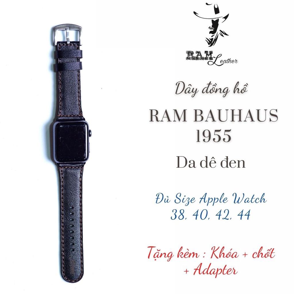 Dây đồng hồ Apple Watch da dê đen 26mm - RAM Leather
