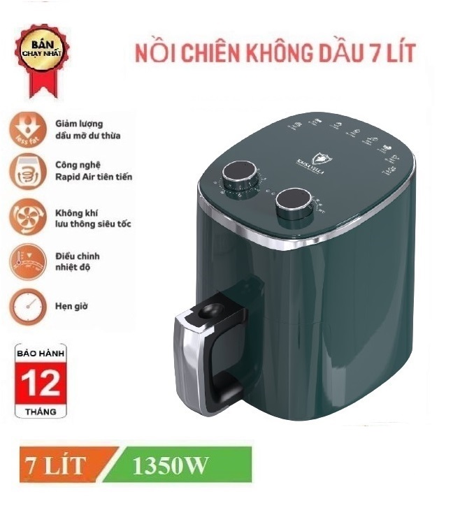 Nồi Chiên Không Dầu KV-9926 Dung Tích 7 Lít Công Suất 1350W - Hàng chính Hãng Bảo Hành 1 Năm