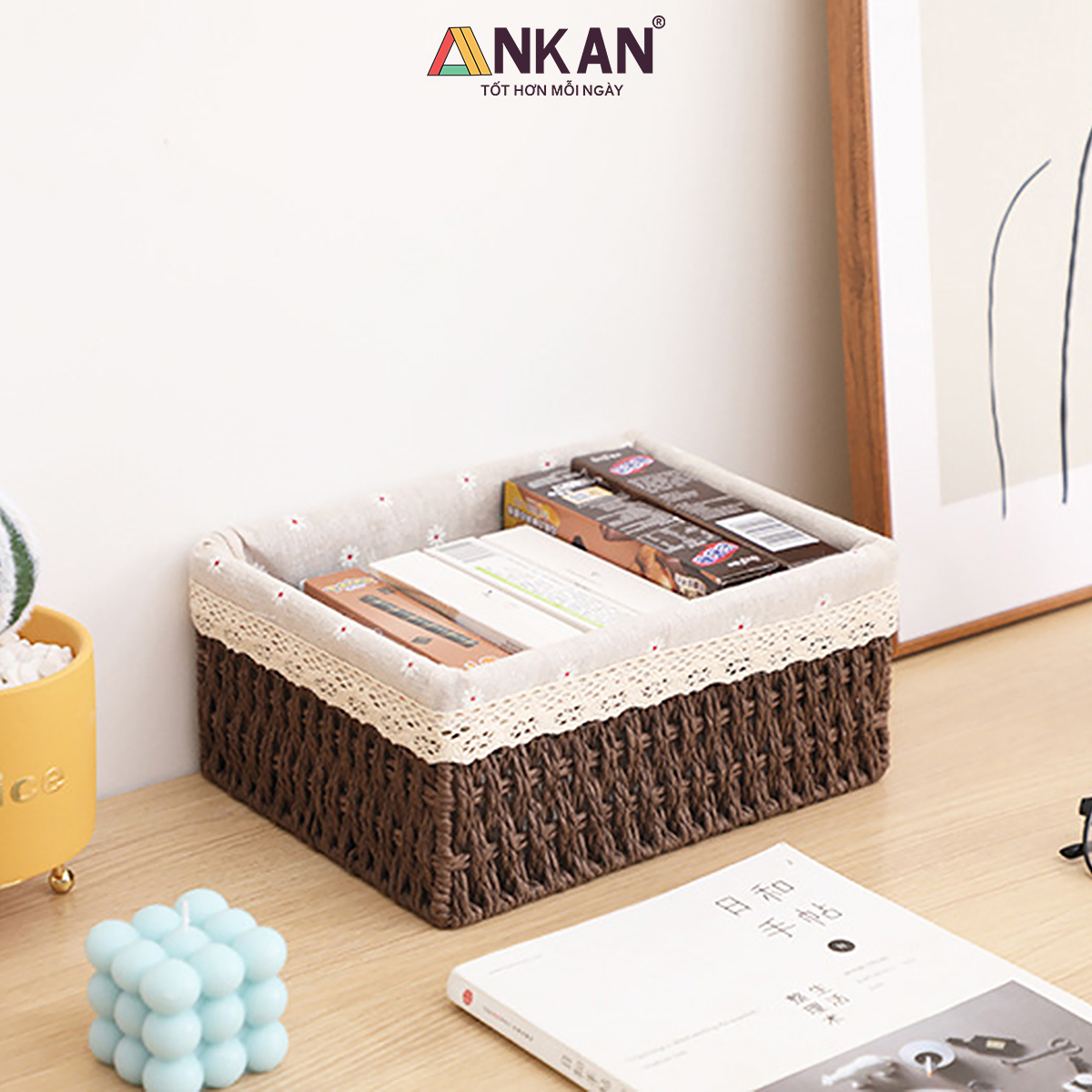 Giỏ Mây Đựng Đồ, Giỏ Đựng Đồ Ăn Vặt ANKAN, Phù Hợp Các Phòng Spa, Khách Sạn Và Trang Trí Trong Nhà