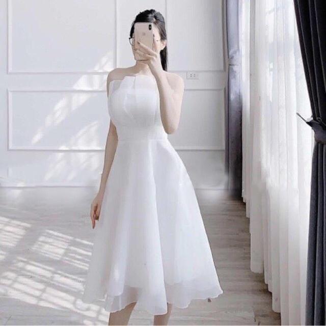 ĐẦM XOÈ CÚP NGỰC XẾP LY BO EO SIÊU XINH -MS42Y- SIZE M/L đến 57kgMM MM