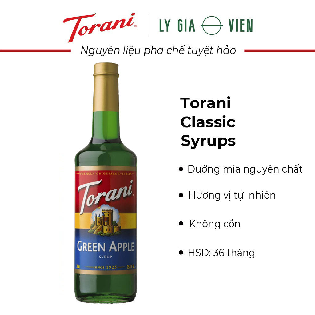 Siro Pha Chế Vị Táo Xanh Torani Classic Green Apple Syrup 750ml Mỹ