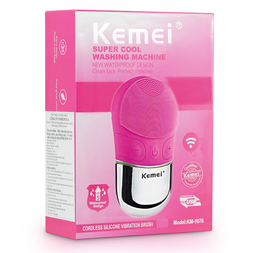 Máy rửa mặt Kemei KM-1070 điều chỉnh 15 mức độ làm sạch da gấp 8 lần thúc đẩy nhanh quá trinh hấp thụ dưỡng chất, loại bỏ da chết thích hợp sử dụng cho tất cả loại da