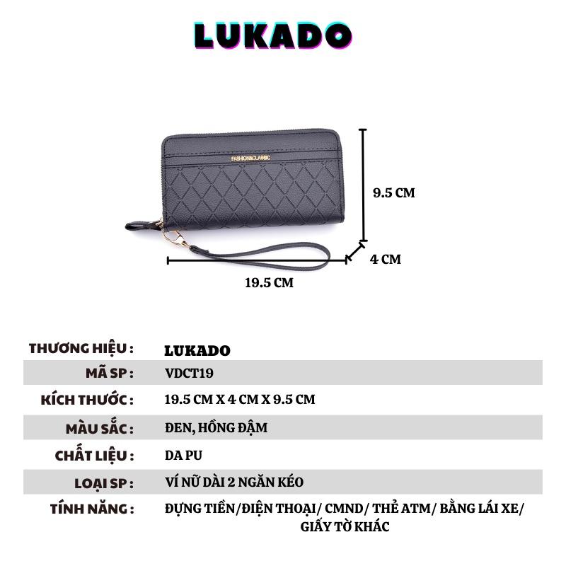 Ví nữ dài cầm tay 2 ngăn kéo nhiều ngăn đẹp đựng tiền thời trang Hàn Quốc sang trọng cao cấp giá rẻ LUKADO VDCT19