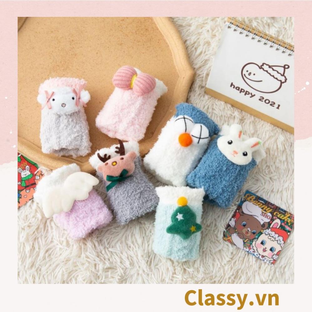 Classy Tất bông cổ cao, vớ bông cổ cao siêu giữ ấm, họa tiết ngộ nghĩnh G1428