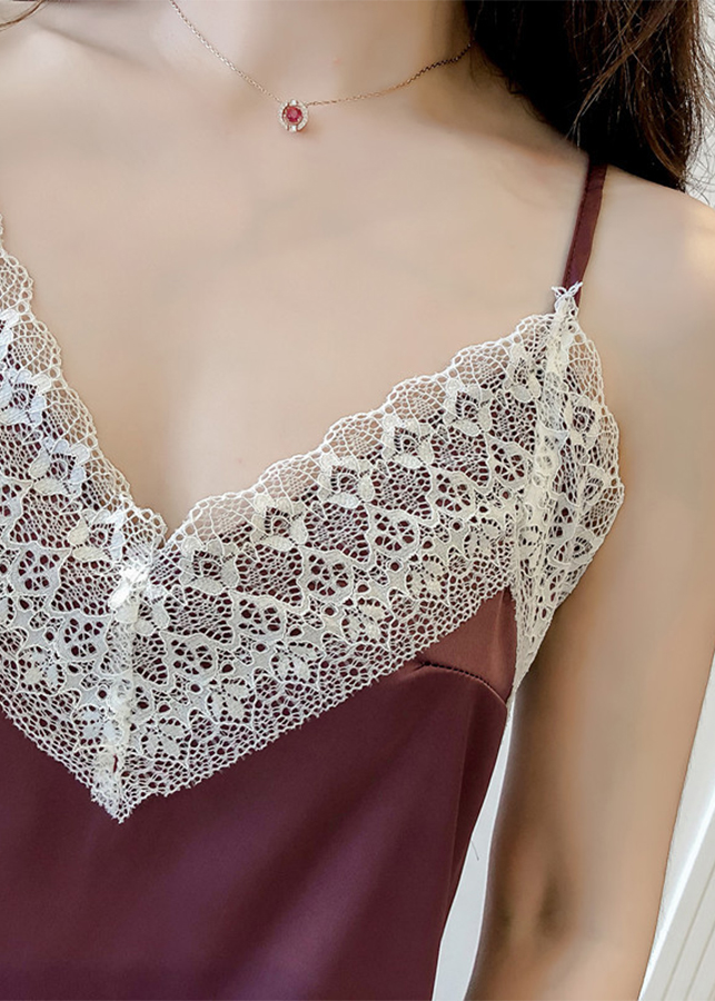 Bộ Đồ Nữ Phi Lụa Quần Ngắn Viền Ren Trắng