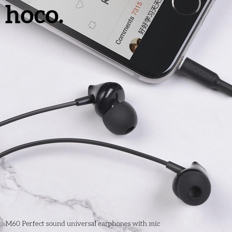 Tai nghe HOCO M60 tích hợp micro dài 1.2m bằng TPE độ đàn hồi cao tiện dụng