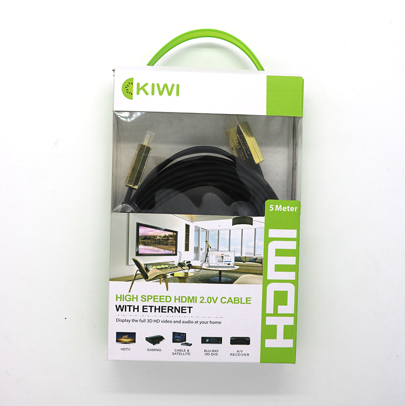 Dây HDMI Kiwi dẹt, đầu mạ vàng 5m- Hàng chính hãng