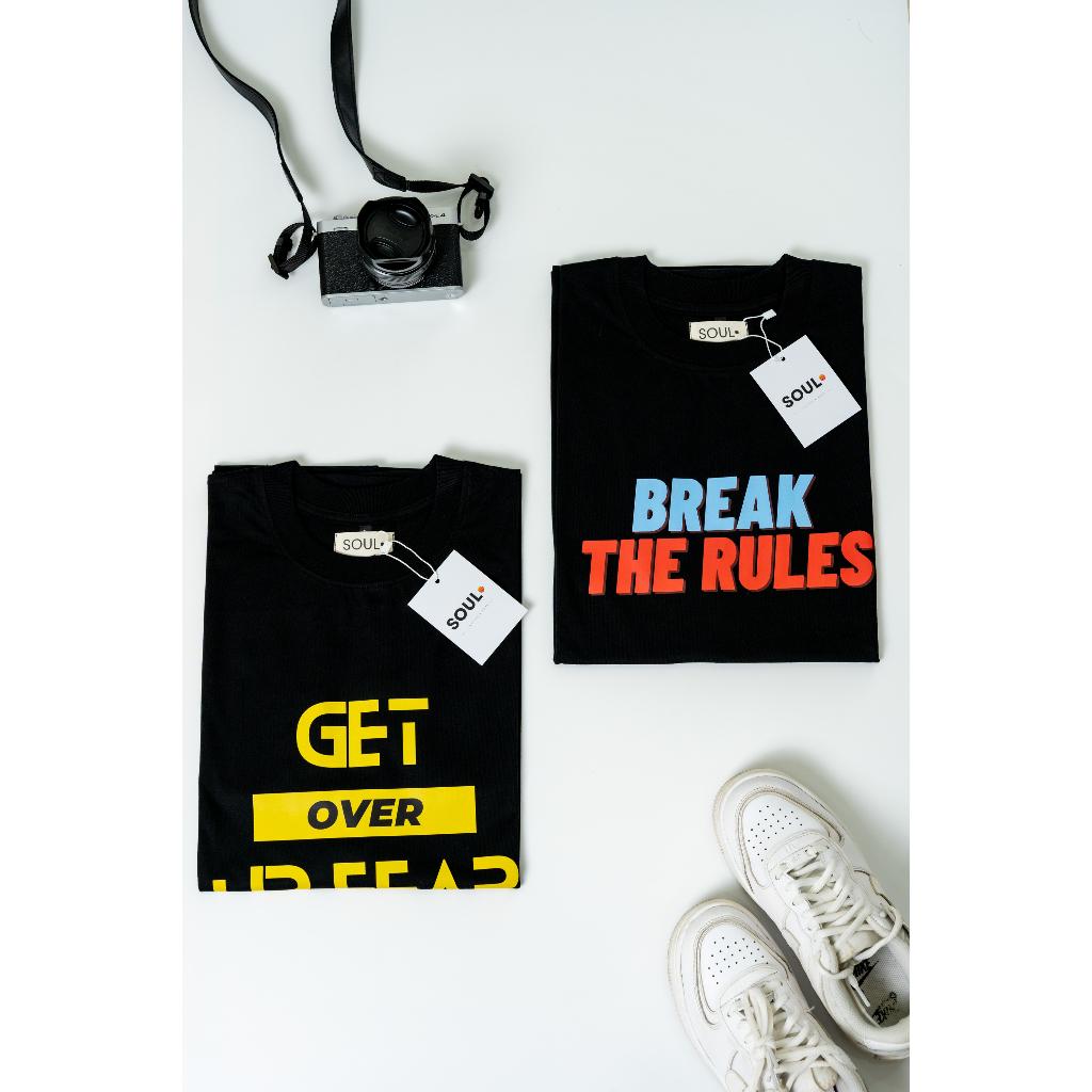 Áo thun Soul in chữ break the rules, Áo phông phong cách typography unisex nam nữ oversized tay ngắn form rộng