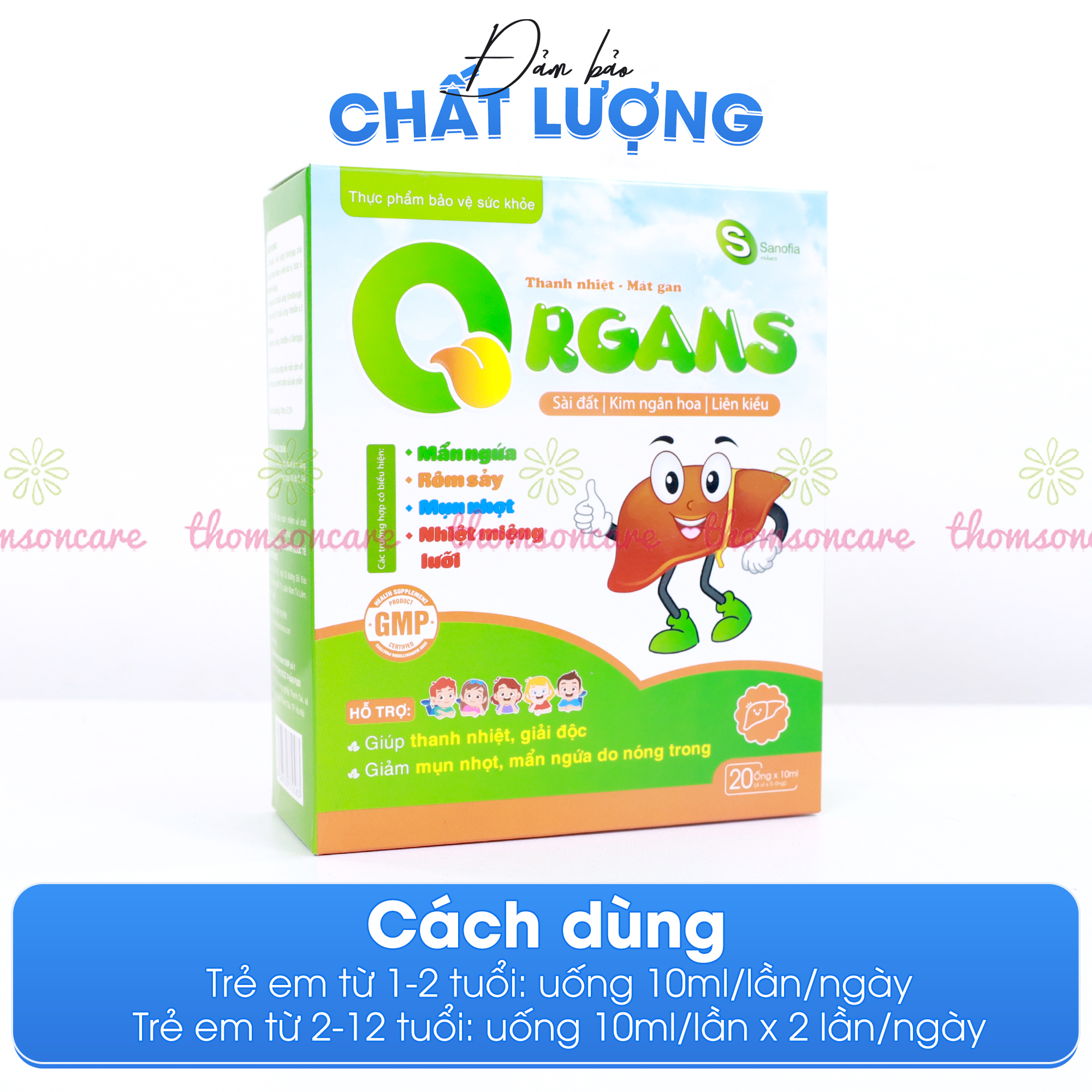 Siro mát gan cho bé Organs Sanofia - Giúp thanh nhiệt, mát gan, giải độc, giảm mụn nhọn từ thảo dược - Hộp 20 ống Thomsoncare