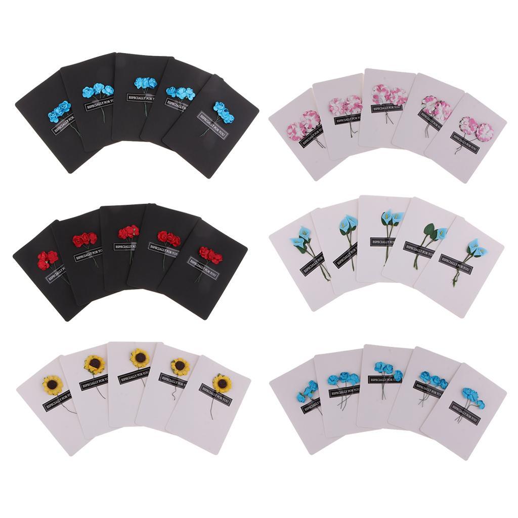 5 Pieces Handmade Greeting Cards Invitation Cards with Dried Flower Embellishments for Wedding Party, Graduation, Holiday, Birthday - 146 x 100mm