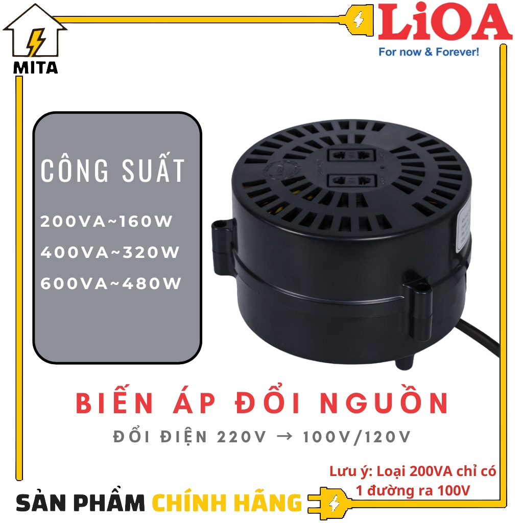 Biến Áp Đổi Nguồn Hạ Áp Lioa - Biến Áp Đổi Nguồn Lioa 200400600Va Điện Vào 220V - Điện Ra 100120V - Biến Áp Đổi Nguồn 200Va