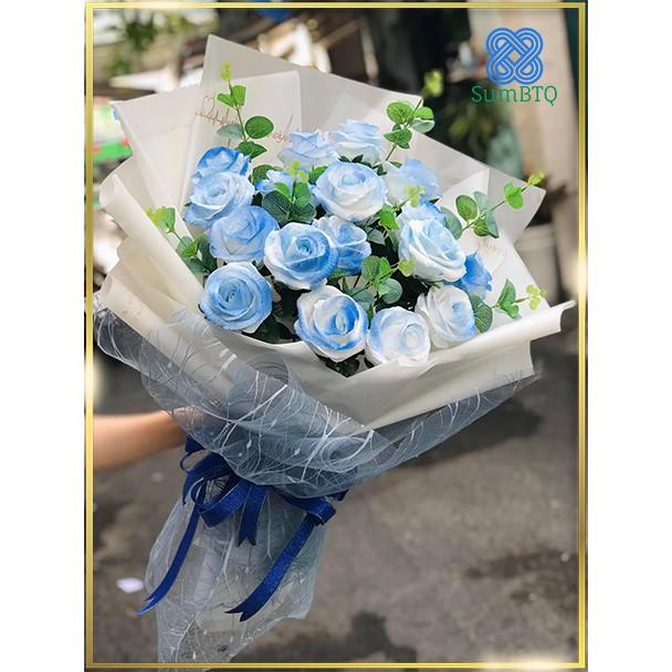 Hoa Giấy Mix Bó Trắng Xanh 3701