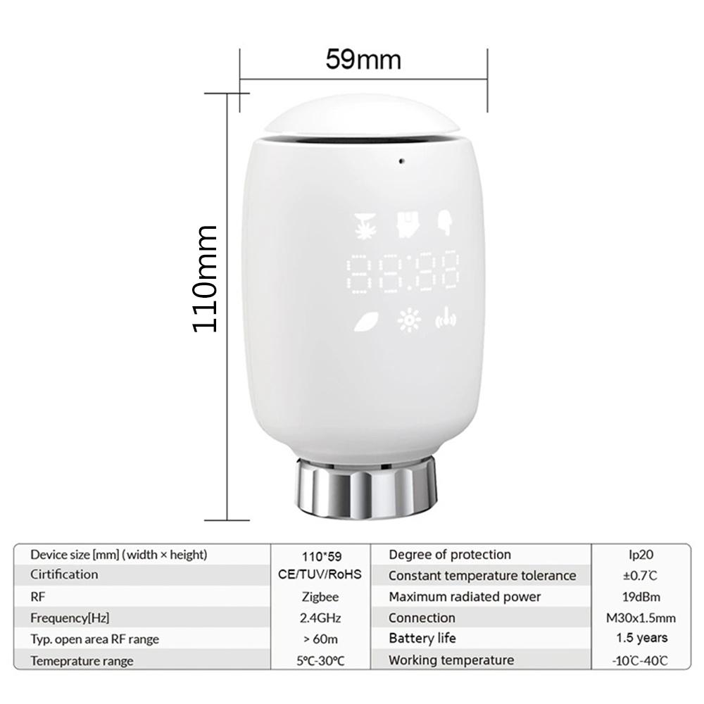 Zigbee TRV Intelligent Radiator Valve Thermostat Mobile Phone APP Control Remote Control Programmable Smart Temperature Controller Need to be Used with Zigbee Gateway E14648-3