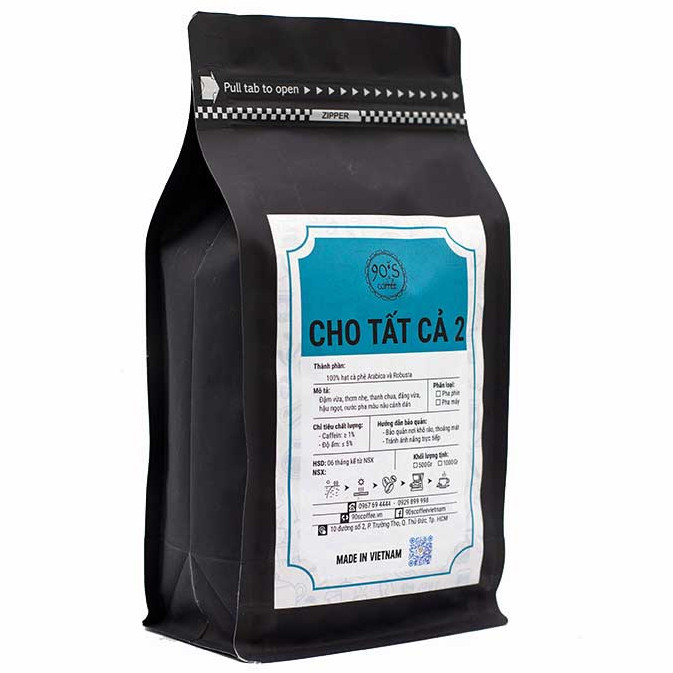 Cà Phê Rang Xay Nguyên Chất - 90S Coffee Vietnam | Cà Phê Cho Tất Cả 02 | Công Thức Phối: Arabica + Robusta | 100% Cà Phê Sạch | Chua Nhẹ - Hậu Vị Ngọt