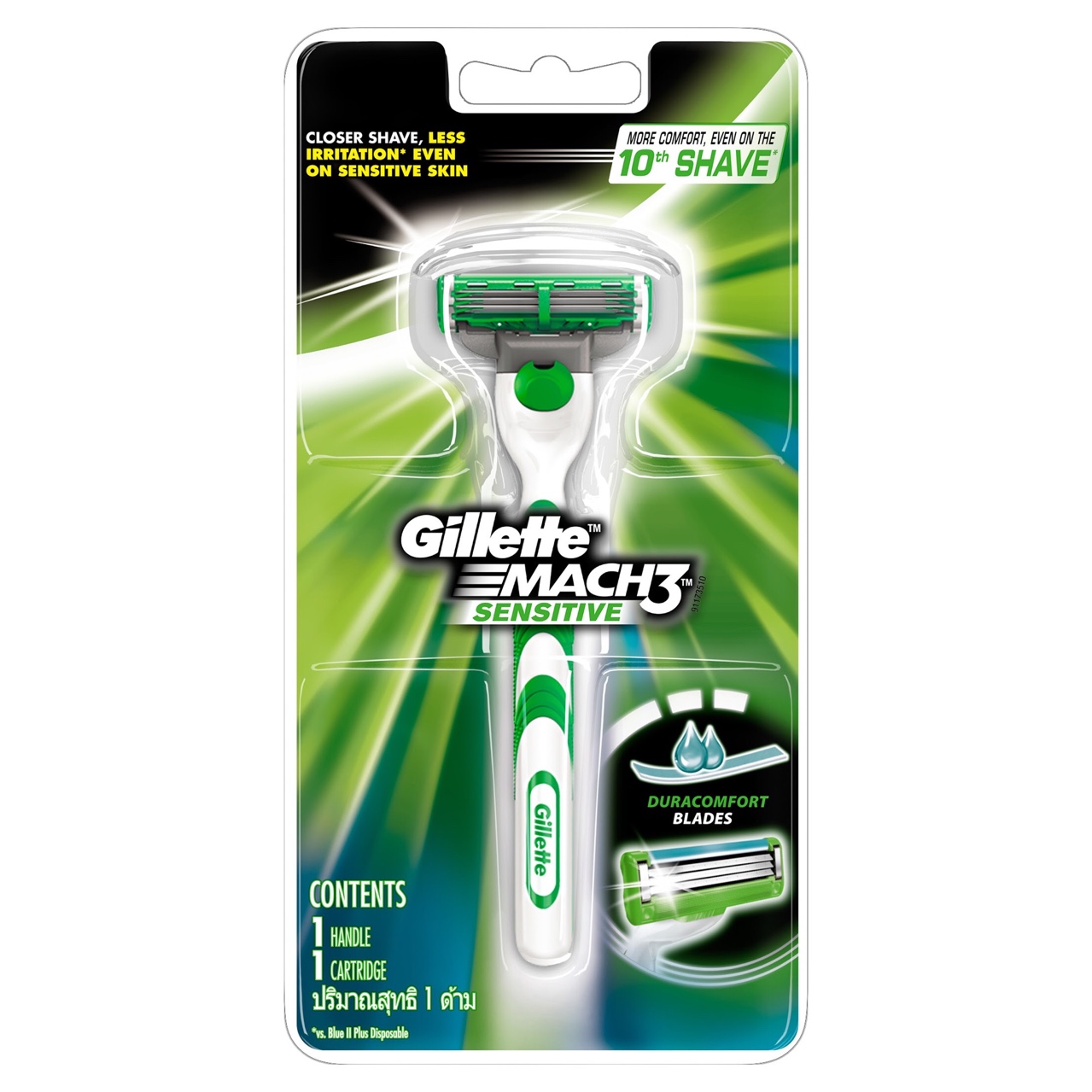 Combo Dao Cạo Râu Gillette Mach 3 Sensitive + Bọt Cạo Râu Gillette Hương Chanh 175g