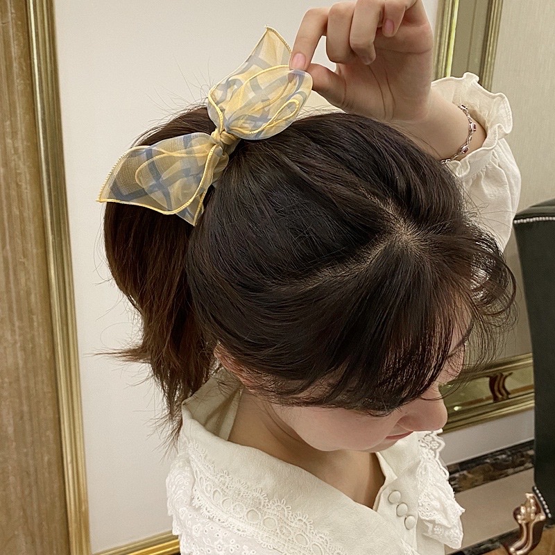 Dây cột tóc nơ hàn quốc - dây cột tóc scrunchies kẻ caro