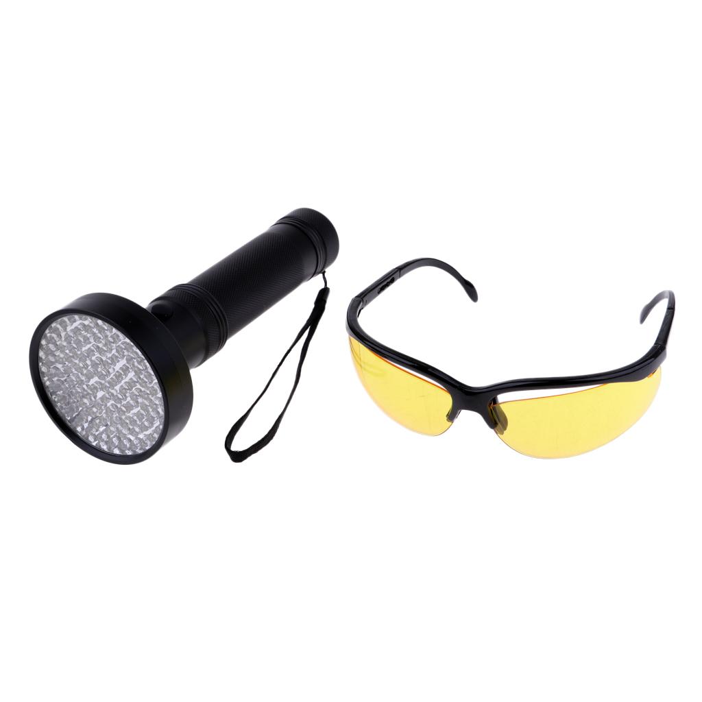 UV Ultraviolet Blacklight Flashlight Detector Light w/ Eye-protection Goggle