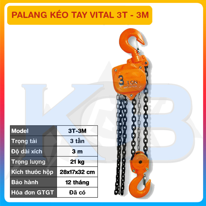 Pa Lăng Xích Kéo Tay Vital 3 Tấn 3 Mét