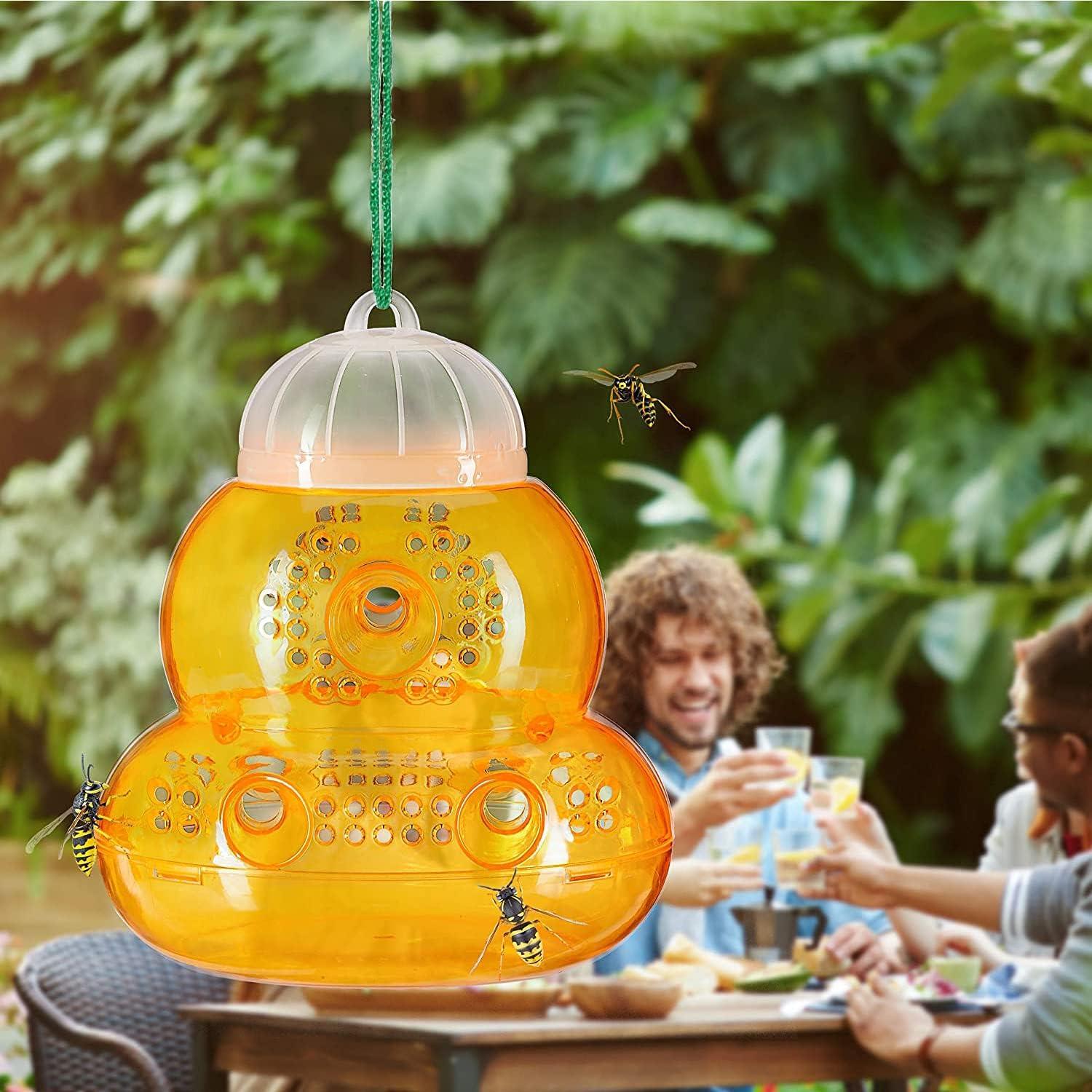 Bẫy bị bẫy, bộ 2 con ong bắt, bẫy Hornet để treo, bắt, bẫy trái cây có thể tháo rời và có thể tái sử dụng, để treo hoặc sử dụng ngoài trời.