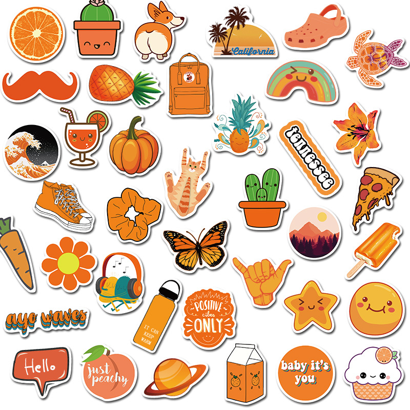 Sticker 50 miếng hình dán Orange Stub - hàng nhập khẩu