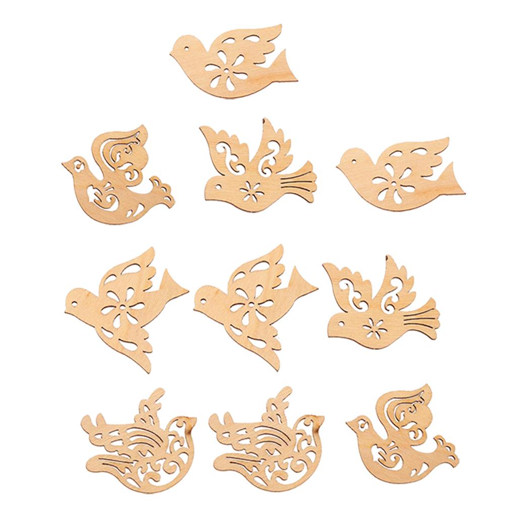 10 Miếng Bằng Gỗ Đáng Yêu Chim Lỗ Cắt Hình Khối Bằng Gỗ Thủ Công Decoupage Chỉnh Trang DIY Thêu Sò Gỗ Nghệ Thu