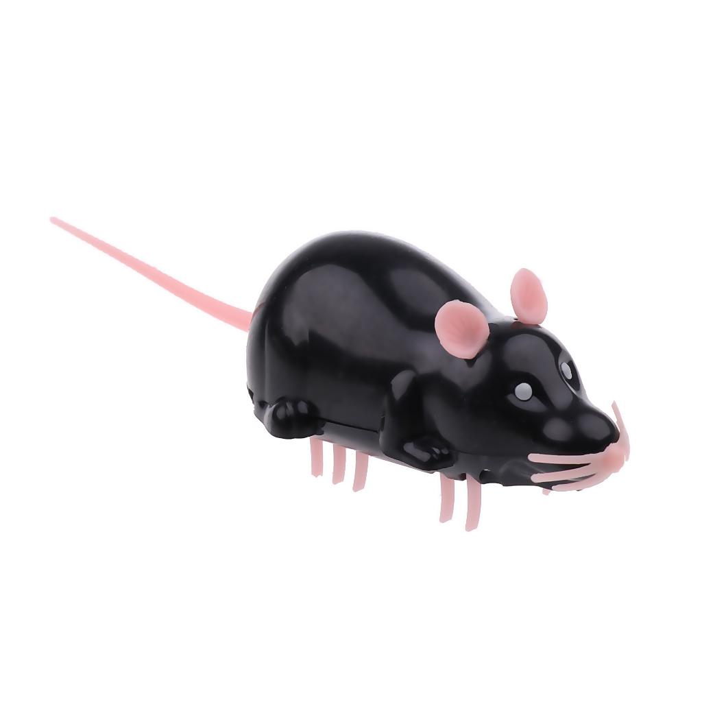 Funny Electric Running Mouse Rat Move Tail Cat Kitten Interactive Toy Black