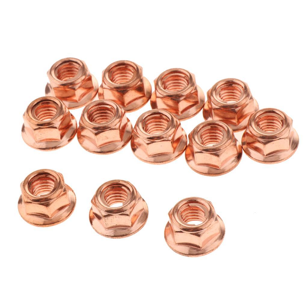 4X 12X M8 COPPER FLASHED EXHAUST MANIFOLD NUT 8MM NUTS HIGH TEMP for